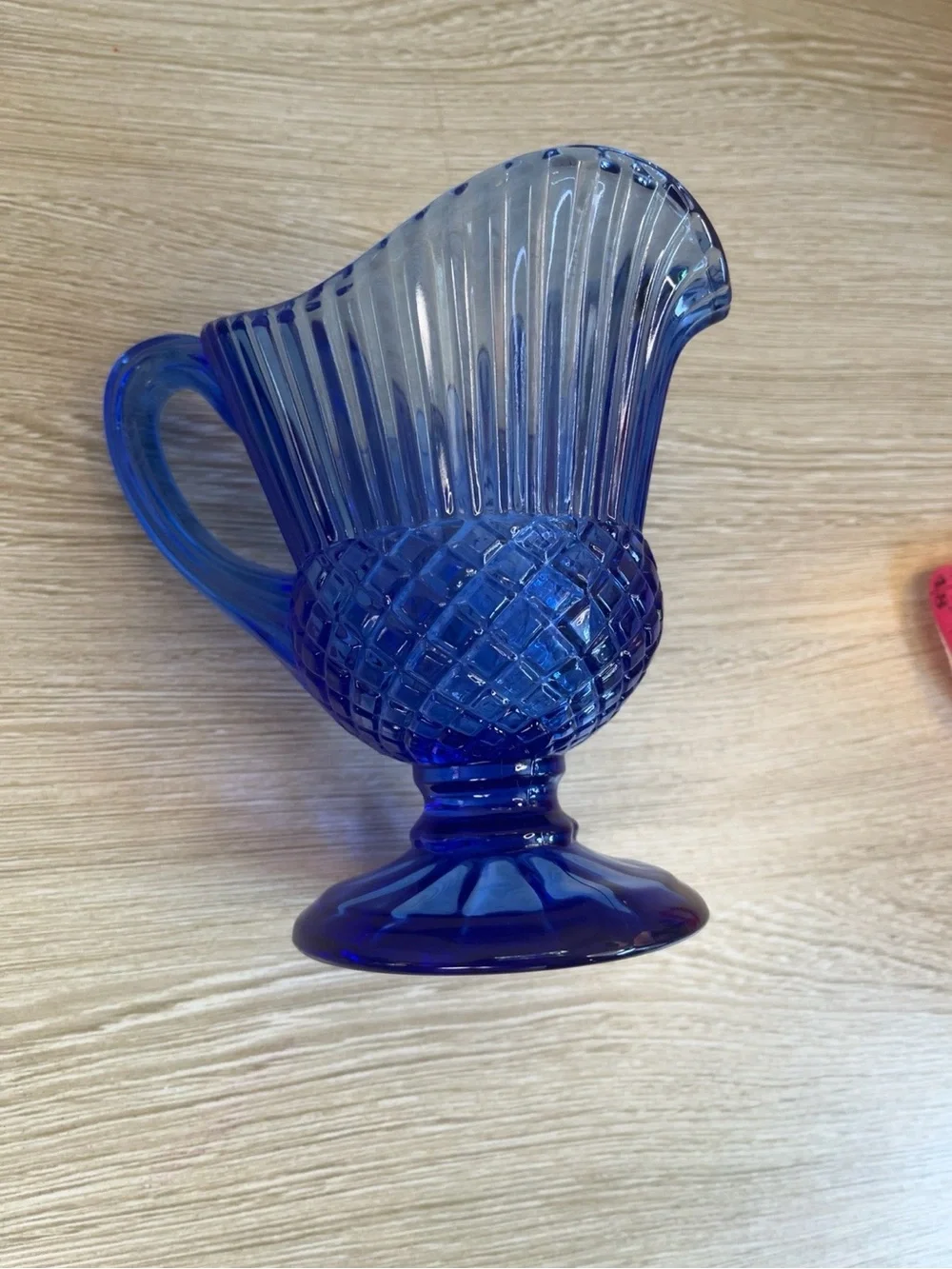 Vintage Avon Fostoria Cobalt Blue Mount Vernon Creamer Pitcher Pedestal 5.5”